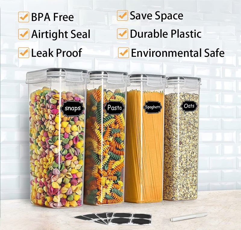 Wildone Airtight Food Storage Containers Set of 9 BPA Free Cereal & Dry Food Storage Containers 2.8L / 11.83 cups for Sugar, Flour, Snack, Baking Supplies, with 20 Chalkboard Labels & 1 Marker - Image 3